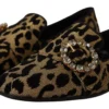 Dolce & Gabbana Women's Elegant Leopard Crystal Gem Loafers