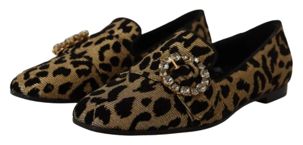 Dolce & Gabbana Women's Elegant Leopard Crystal Gem Loafers