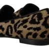Dolce & Gabbana Women's Elegant Leopard Crystal Gem Loafers