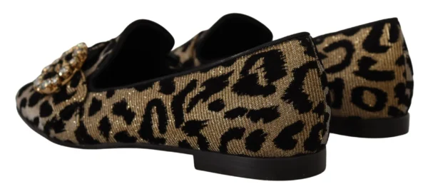 Dolce & Gabbana Women's Elegant Leopard Crystal Gem Loafers