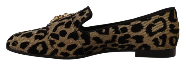 Dolce & Gabbana Women's Elegant Leopard Crystal Gem Loafers