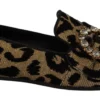 Dolce & Gabbana Women's Elegant Leopard Crystal Gem Loafers