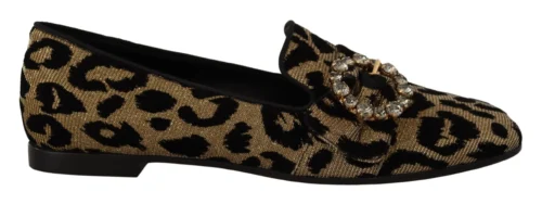 Dolce & Gabbana Women's Elegant Leopard Crystal Gem Loafers