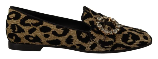 Dolce & Gabbana Women's Elegant Leopard Crystal Gem Loafers