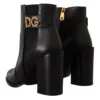 Dolce & Gabbana Women's Black Gold Pearl Embellished Ankle Boots