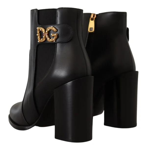 Dolce & Gabbana Women's Black Gold Pearl Embellished Ankle Boots