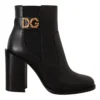 Dolce & Gabbana Women's Black Gold Pearl Embellished Ankle Boots