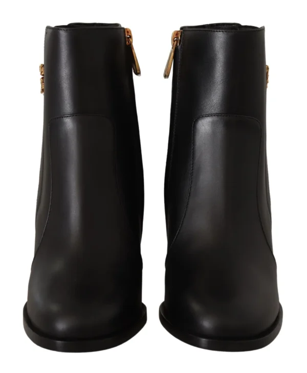 Dolce & Gabbana Women's Black Gold Pearl Embellished Ankle Boots