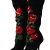 Dolce & Gabbana Women's Elegant Sock Boots with Red Roses Detail
