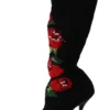 Dolce & Gabbana Women's Elegant Sock Boots with Red Roses Detail