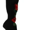 Dolce & Gabbana Women's Elegant Sock Boots with Red Roses Detail