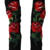 Dolce & Gabbana Women's Elegant Sock Boots with Red Roses Detail