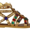 Dolce & Gabbana Women's Elegant Gold Crystal-Embellished Flat Sandals