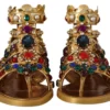 Dolce & Gabbana Women's Elegant Gold Crystal-Embellished Flat Sandals