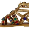 Dolce & Gabbana Women's Elegant Gold Crystal-Embellished Flat Sandals