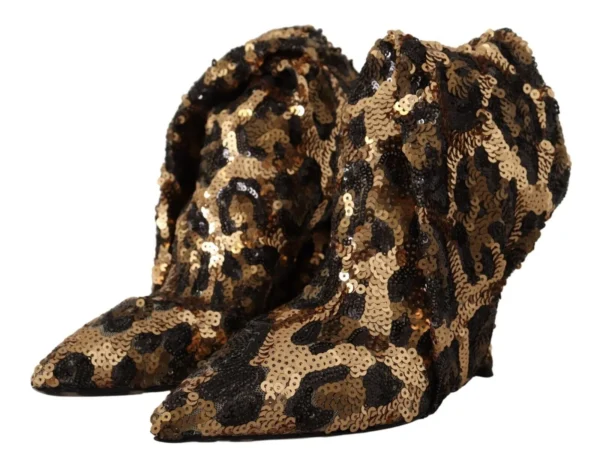 Dolce & Gabbana Women's Elegant Leopard Sequin Knee-High Boots