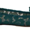 Dolce & Gabbana Women's Elegant Crystal Buckle Lace Ballet Flats