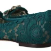 Dolce & Gabbana Women's Elegant Crystal Buckle Lace Ballet Flats