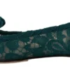 Dolce & Gabbana Women's Elegant Crystal Buckle Lace Ballet Flats