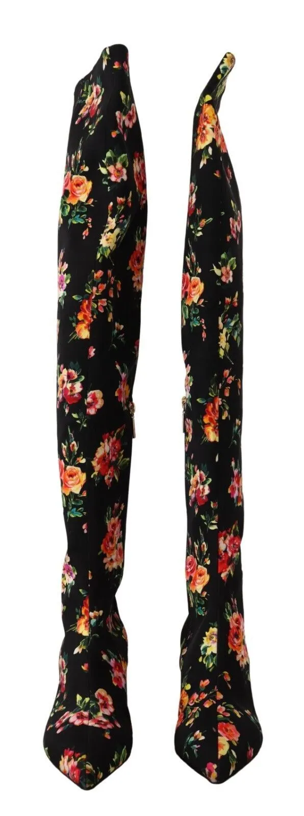 Dolce & Gabbana Women's Floral Charmeuse Knee High Boots