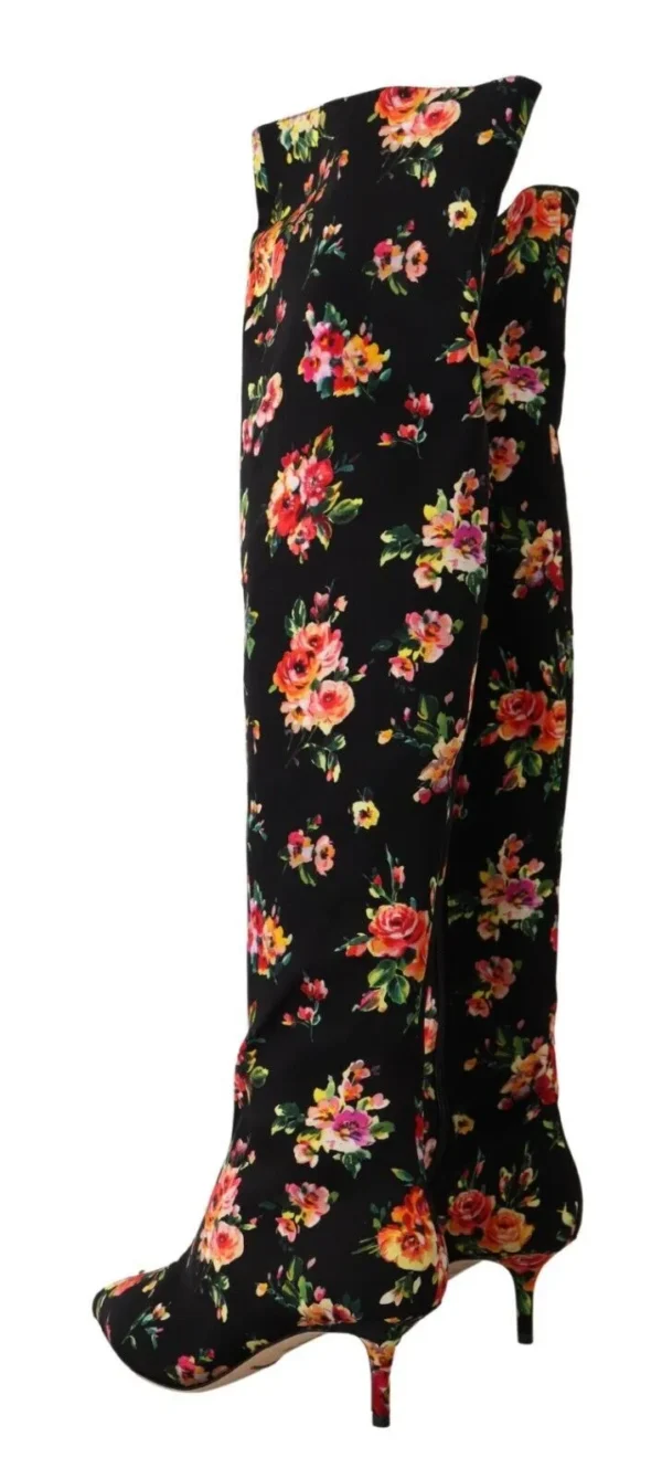 Dolce & Gabbana Women's Floral Charmeuse Knee High Boots