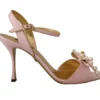 Dolce & Gabbana Women's Elegant Silk Blend Pink Ankle Strap Heels