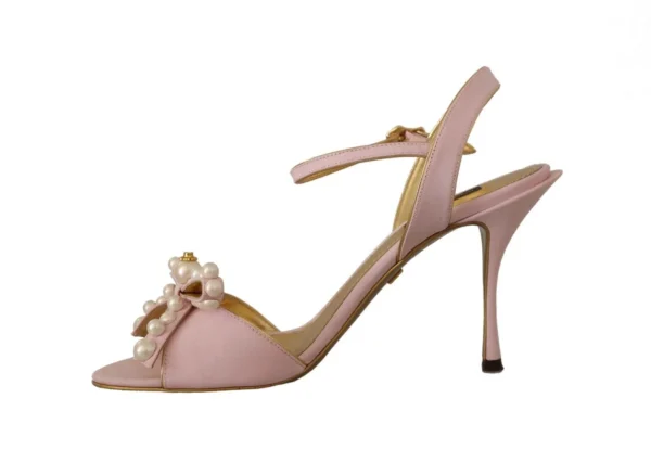 Dolce & Gabbana Women's Elegant Silk Blend Pink Ankle Strap Heels
