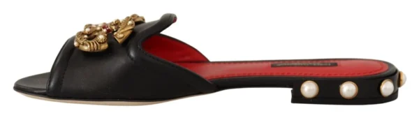 Dolce & Gabbana Women's Elegant Amore Embellished Leather Sandals