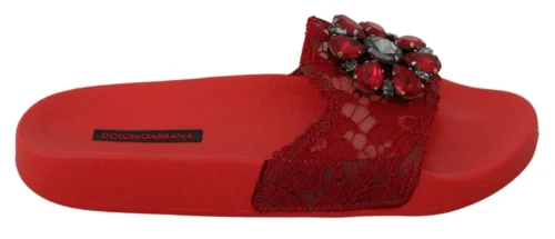 Dolce & Gabbana Women's Floral Lace Crystal-Embellished Slide Flats