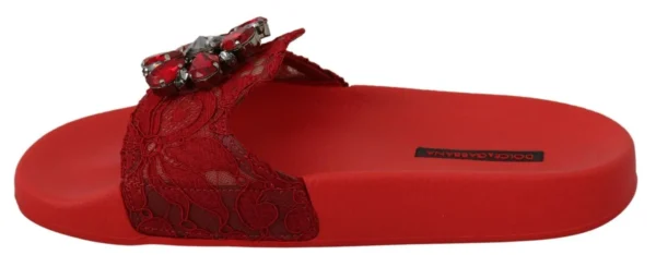 Dolce & Gabbana Women's Floral Lace Crystal-Embellished Slide Flats