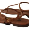 Dolce & Gabbana Women's Elegant Leather T-Strap Flat Sandals