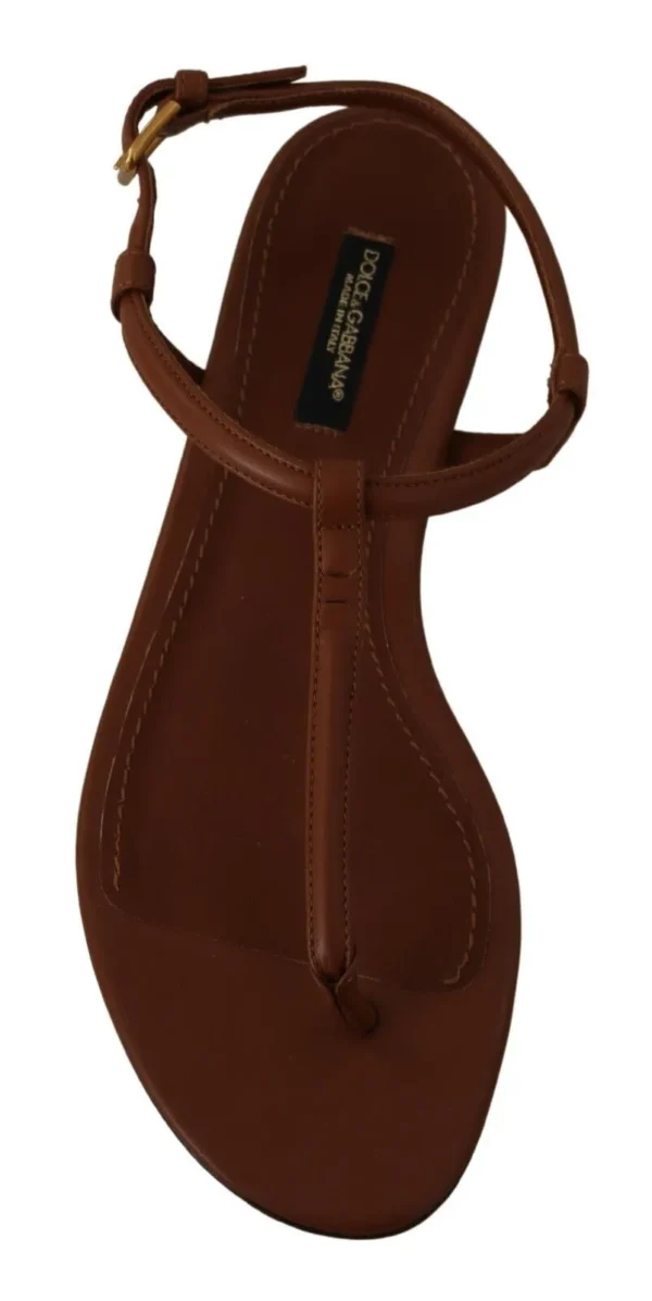Dolce & Gabbana Women's Elegant Leather T-Strap Flat Sandals