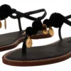 Dolce & Gabbana Women's Chic Leather Ankle Strap Flats with Gold Detailing