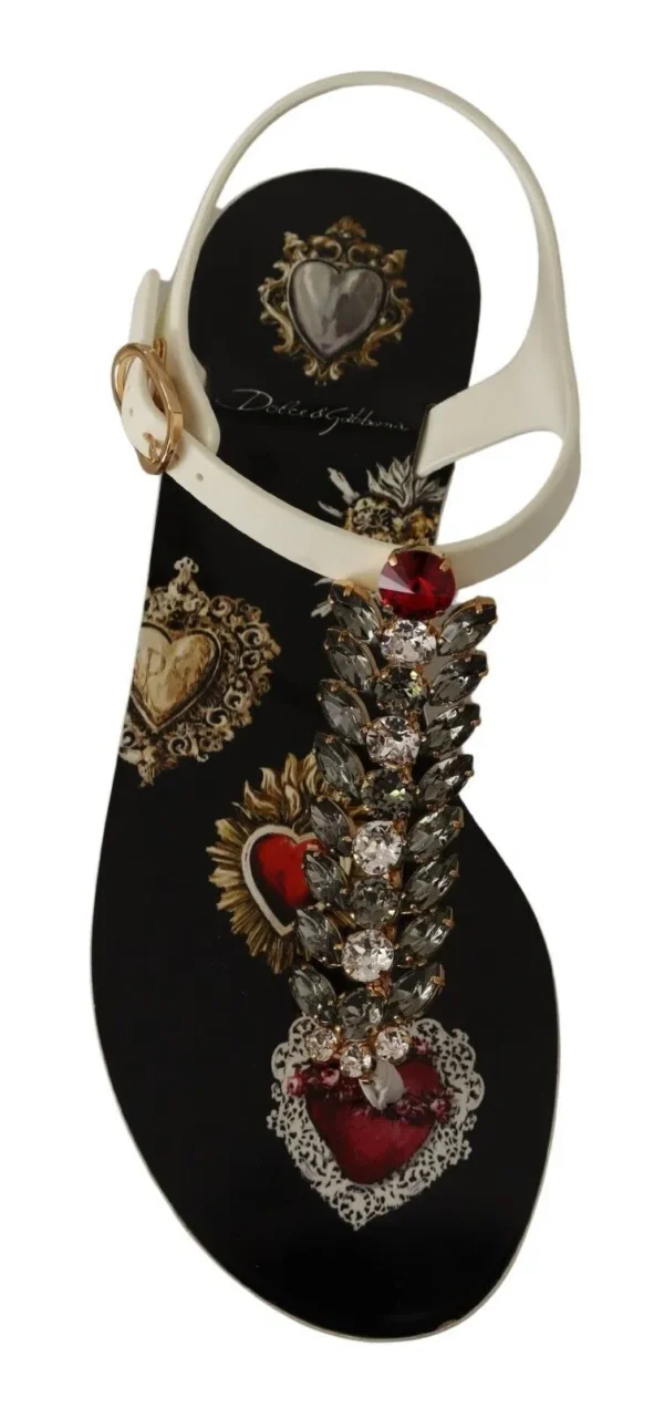 Dolce & Gabbana Women's T-Strap Heart Crystal Embellished Sandals