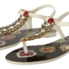 Dolce & Gabbana Women's T-Strap Heart Crystal Embellished Sandals