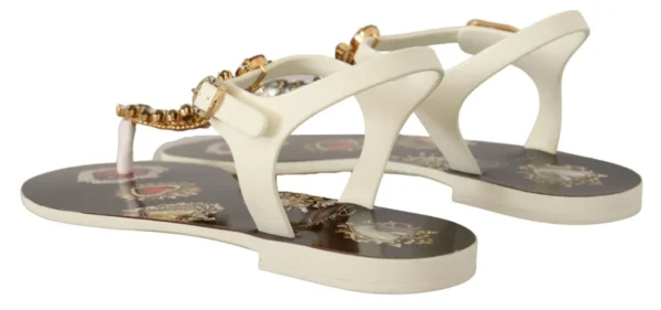 Dolce & Gabbana Women's T-Strap Heart Crystal Embellished Sandals