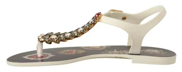 Dolce & Gabbana Women's T-Strap Heart Crystal Embellished Sandals
