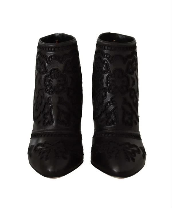 Dolce & Gabbana Women's Elegant Black Leather Ankle Boots