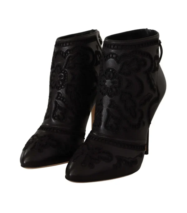 Dolce & Gabbana Women's Elegant Black Leather Ankle Boots