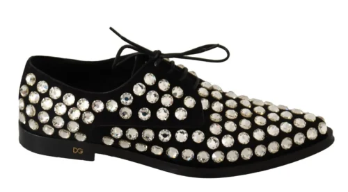 Dolce & Gabbana Women's Elegant Crystal-Embellished Lace-Up Flats