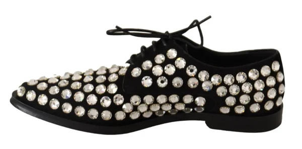 Dolce & Gabbana Women's Elegant Crystal-Embellished Lace-Up Flats