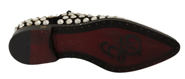 Dolce & Gabbana Women's Elegant Crystal-Embellished Lace-Up Flats