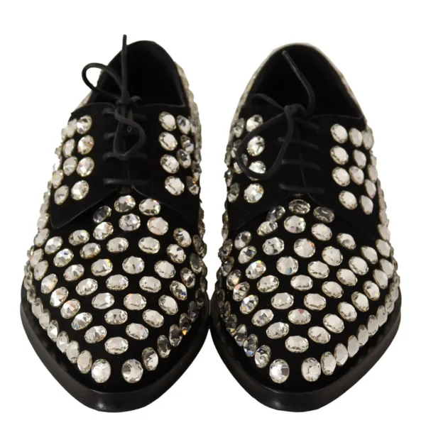 Dolce & Gabbana Women's Elegant Crystal-Embellished Lace-Up Flats