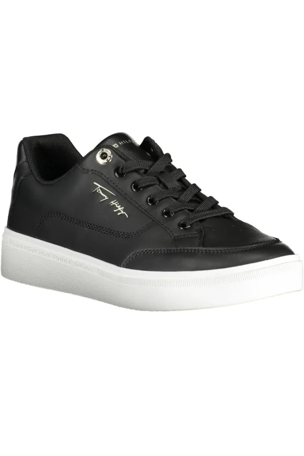 Tommy Hilfiger Women's Black Leather Women Sneaker
