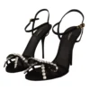 Dolce & Gabbana Women's Elegant Black Viscose Ankle Strap Sandals with Crystals