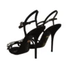 Dolce & Gabbana Women's Elegant Black Viscose Ankle Strap Sandals with Crystals