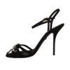 Dolce & Gabbana Women's Elegant Black Viscose Ankle Strap Sandals with Crystals