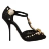 Dolce & Gabbana Women's Elegant Embellished T-Strap Heels Sandals