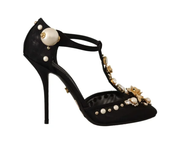 Dolce & Gabbana Women's Elegant Embellished T-Strap Heels Sandals