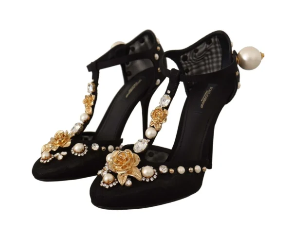 Dolce & Gabbana Women's Elegant Embellished T-Strap Heels Sandals